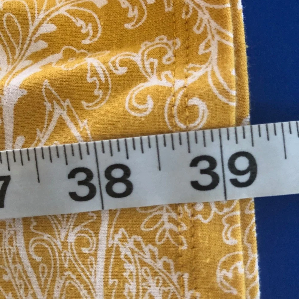 J Jill Mustard Yellow Paisley Pintuck Dress Pocket Stretch Office Artsy Womens M - Picture 10 of 10